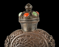 Mongolian Style Silver Snuff Bottle