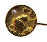 Pretty Maiden Stickpin Art Nouveau 14K Yellow Gold And Diamond