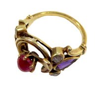 Ruby Diamond Amethyst Horseshoe Victorian Ring