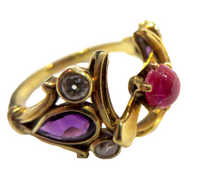 Ruby Diamond Amethyst Horseshoe Victorian Ring