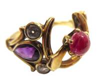 Ruby Diamond Amethyst Horseshoe Victorian Ring