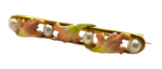 Enamel 14K Art Nouveau Brooch Natural Pearls Signed Henry Blank