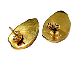 Tiffany Glass Red Medium Favril Scarab 14K Yellow Gold Earrings - LC Tiffany