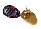 Tiffany Glass Red Medium Favril Scarab 14K Yellow Gold Earrings - LC Tiffany