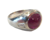 Burma Ruby Cabochon Ring Platinum And Diamonds