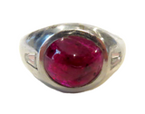 Burma Ruby Cabochon Ring Platinum And Diamonds