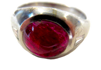 Burma Ruby Cabochon Ring Platinum And Diamonds