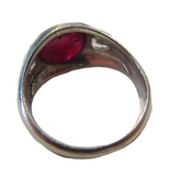 Burma Ruby Cabochon Ring Platinum And Diamonds