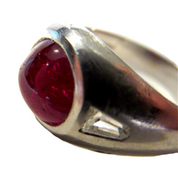 Burma Ruby Cabochon Ring Platinum And Diamonds