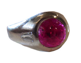 Burma Ruby Cabochon Ring Platinum And Diamonds