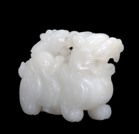 White Jade Double Prancing Dragons