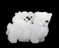 White Jade Double Prancing Dragons