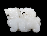 White Jade Double Prancing Dragons