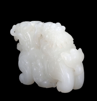 White Jade Double Prancing Dragons