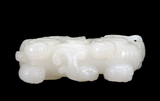 White Jade Double Prancing Dragons