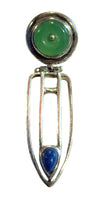 Jadeite Lapis Sterling Pendant Antique - Aesthetic Movement