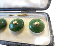 Jadeite & Gold Imperial Green Antique Buttons/Studs