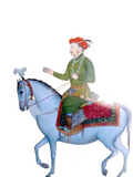 Indian Miniature Painting Courtesan On Horseback With Elephant