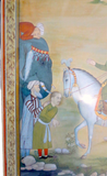 Indian Miniature Painting Courtesan On Horseback With Elephant