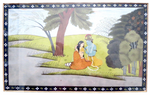 Indian Miniature Painting Man And Woman By River 18th/19th Century