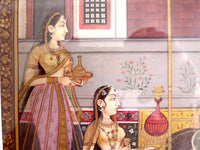 Indian Miniature Painting Man And Three Woman Servants 18th/19th Century