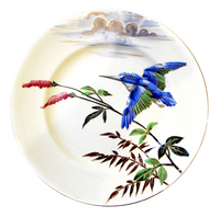 Keller & Guerin Luneville Formal Dinner Plates - Birds Enameled Porcelain 12 Pieces