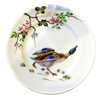 Keller & Guerin Luneville Formal Dinner Plates - Birds Enameled Porcelain 12 Pieces