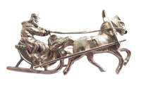 Cossack & Horse Antique Sterling Silver Brooch Russian Signed Original Box