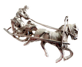 Cossack & Horse Antique Sterling Silver Brooch Russian Signed Original Box