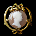 Art Nouveau 14K Cameo Brooch/Pendant - Diana