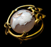 Art Nouveau 14K Cameo Brooch/Pendant - Diana