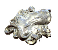 Beautiful Maiden Art Nouveau - Antique Sterling Brooch