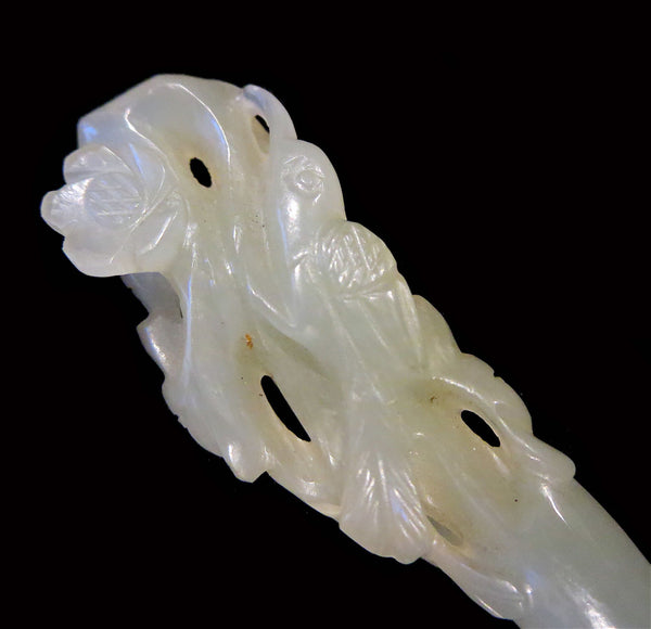 White Pale Celadon Jade Hair Pin Qing