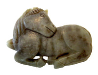 Jade Carved Reclining Horse Plaque