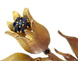 Ruby And Sapphire Flower Brooch Van Cleef Style