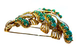 French Brooch Emerald And Diamond 18K Signed Dessin Paris