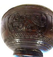 Chinese Carved Coconut Bowl With A Pewter Lining Qing