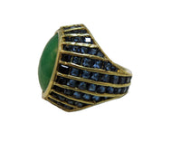 Jadeite And Sapphire Deco Style Ring