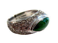 Imperial Green Jadeite And Pave Diamond Ring