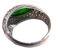 Imperial Green Jadeite And Pave Diamond Ring