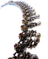 Garnet & Silver Necklace Scheidt Victorian 19th Century