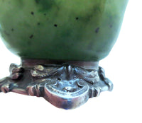 Jade Bowl Sterling Silver Mounting Signed Edward Farmer