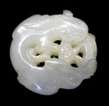 White Jade Coiled Kylin Pendant 18th Century