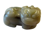 Jade Mythical Lion - Bixie Celadon & Brown 18th Century