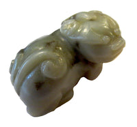 Jade Mythical Lion - Bixie Celadon & Brown 18th Century