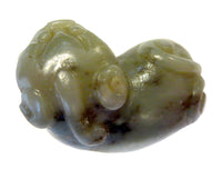 Jade Mythical Lion - Bixie Celadon & Brown 18th Century