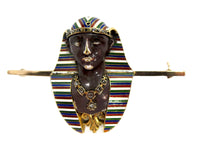 Egyptian Revival Pharaoh Gold Enamel Diamond Brooch 19th Century