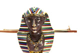 Egyptian Revival Pharaoh Gold Enamel Diamond Brooch 19th Century