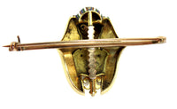 Egyptian Revival Pharaoh Gold Enamel Diamond Brooch 19th Century