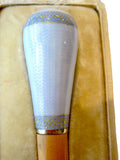 Antique Silver And Enamel Parasol Handle Original Case